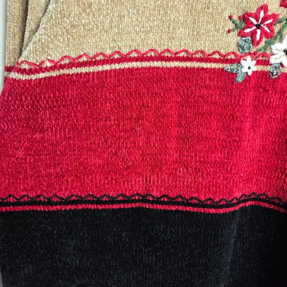 Alfred Dunner Chenille Knitted Floral 1/4 Zip Sweater XL Christmas Holiday Multi - Picture 9 of 11